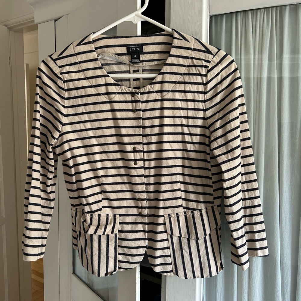 J.Crew Striped Blazer - Black and White